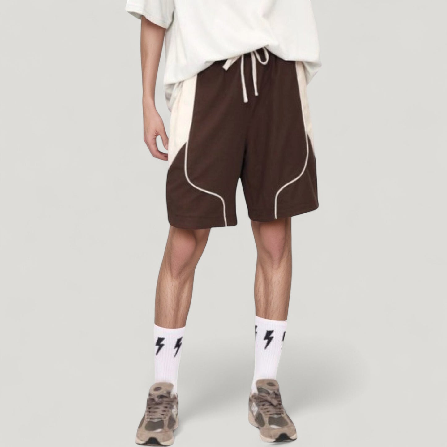 Men's Colorblock Drawstring Waist Relaxed Fit Casual Shorts with Side Pockets