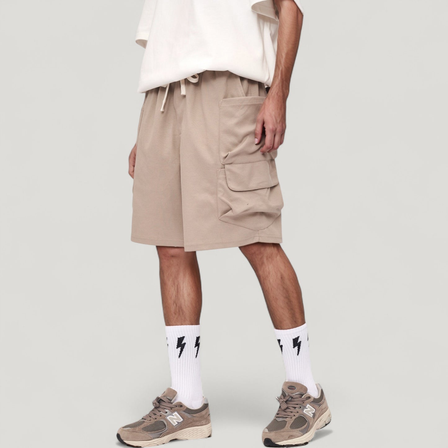 Men's Drawstring Waist Relaxed Fit Everyday Casual Shorts with Side Pockets