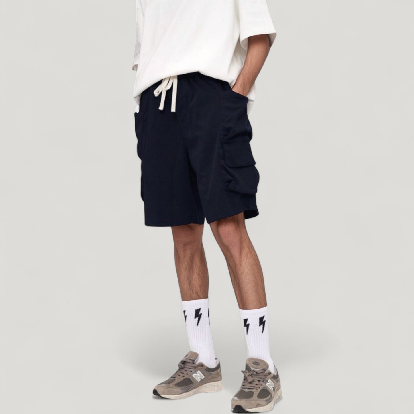 Men's Drawstring Waist Relaxed Fit Everyday Casual Shorts with Side Pockets