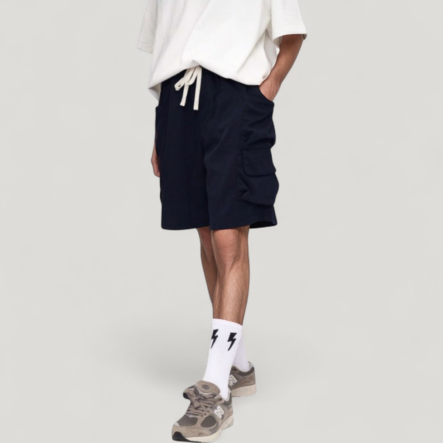 Men's Drawstring Waist Relaxed Fit Everyday Casual Shorts with Side Pockets