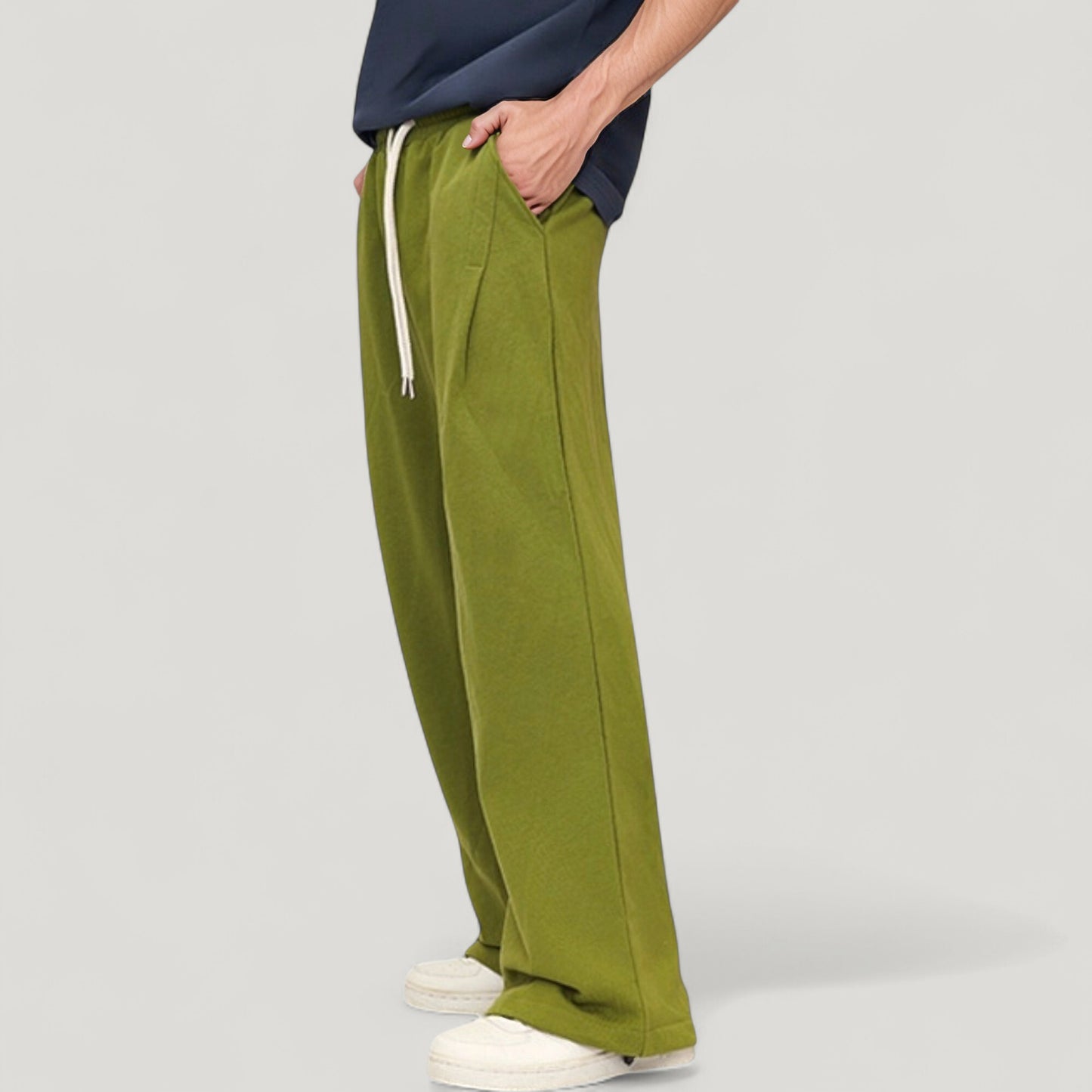 Men's Drawstring Waist Relaxed Fit Wide Leg Casual Sweatpants