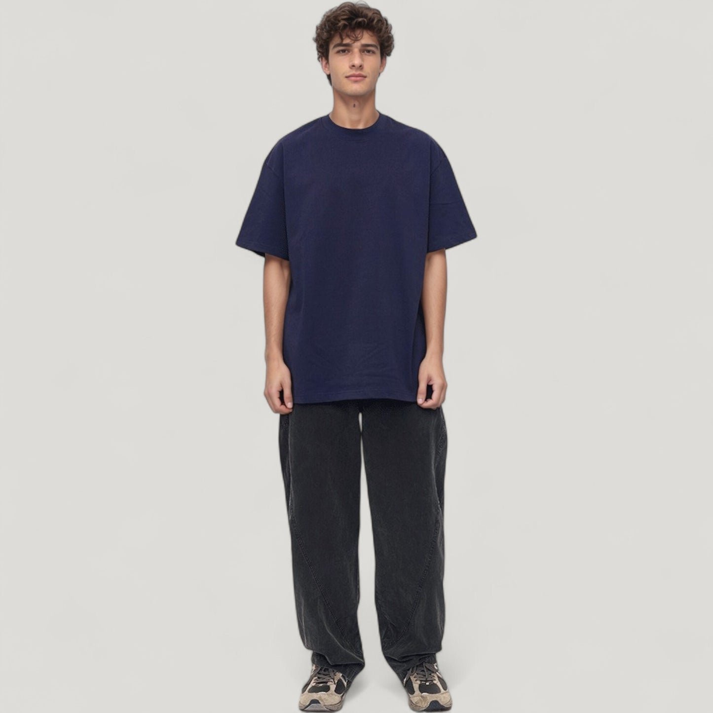 Men's Wide Leg Relaxed Fit Pants with Classic Five-Pocket Design