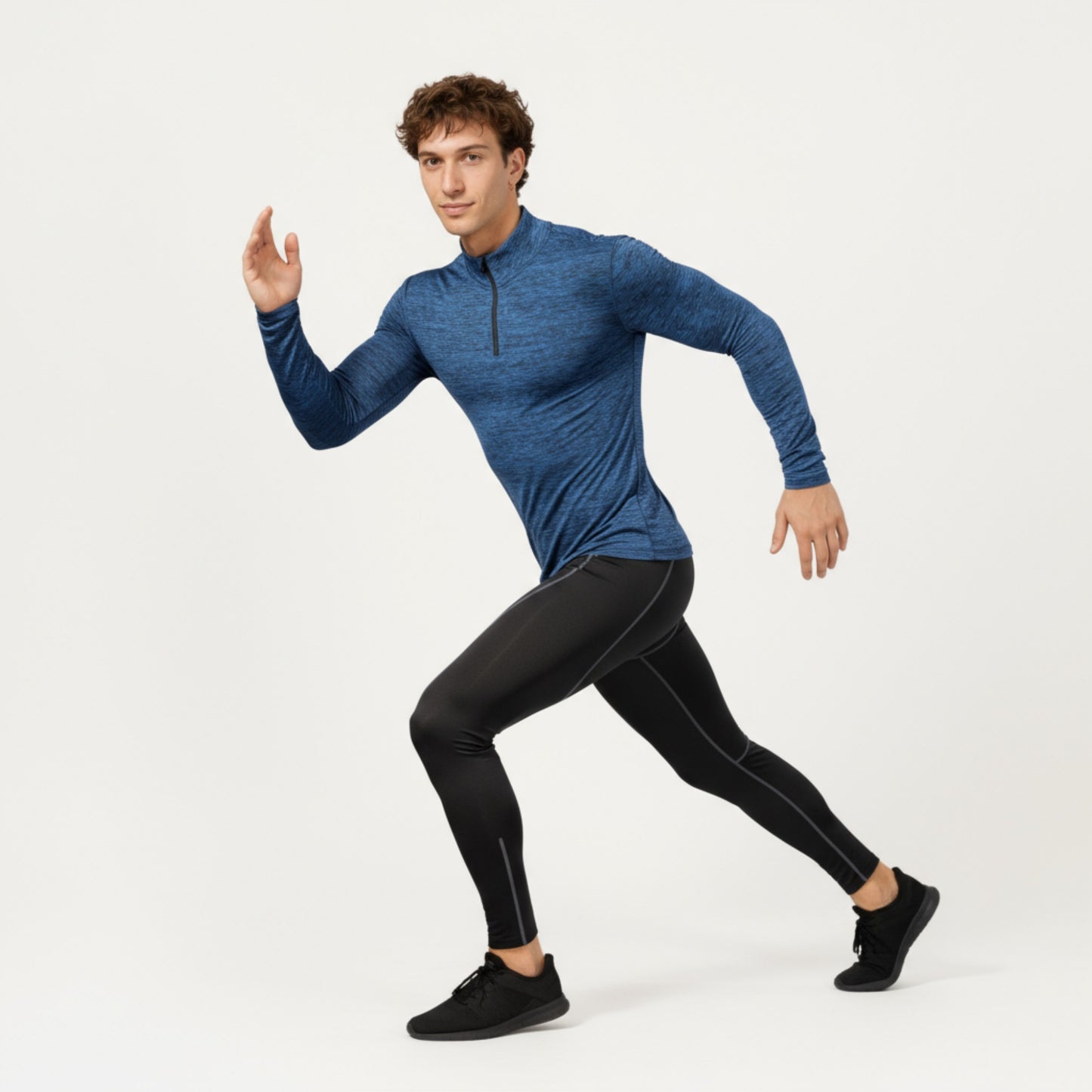 Men's Long Sleeve Quarter Zip Compression Athletic Shirt with Mock Neck and Performance Stretch Fabric