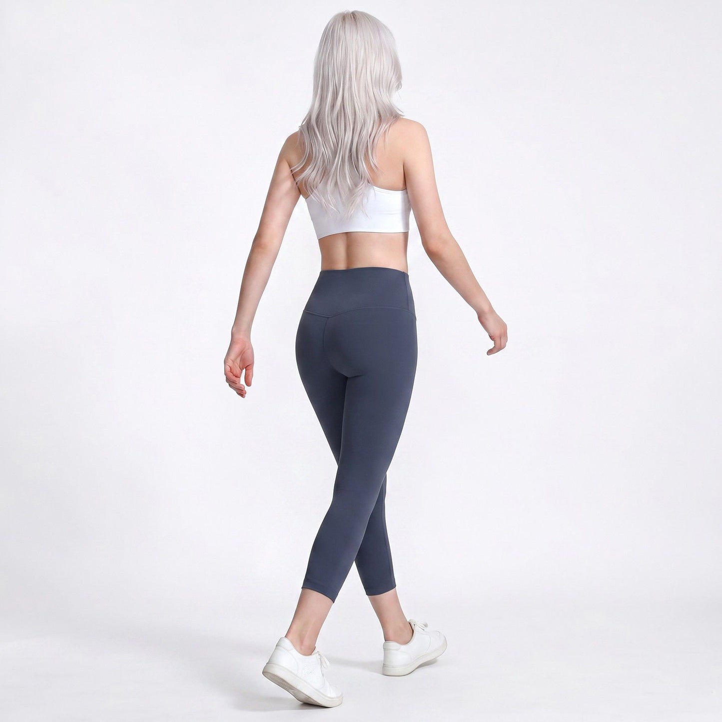 High Waist Capri Leggings with Wide Waistband Smooth Stretch Workout Yoga Pants