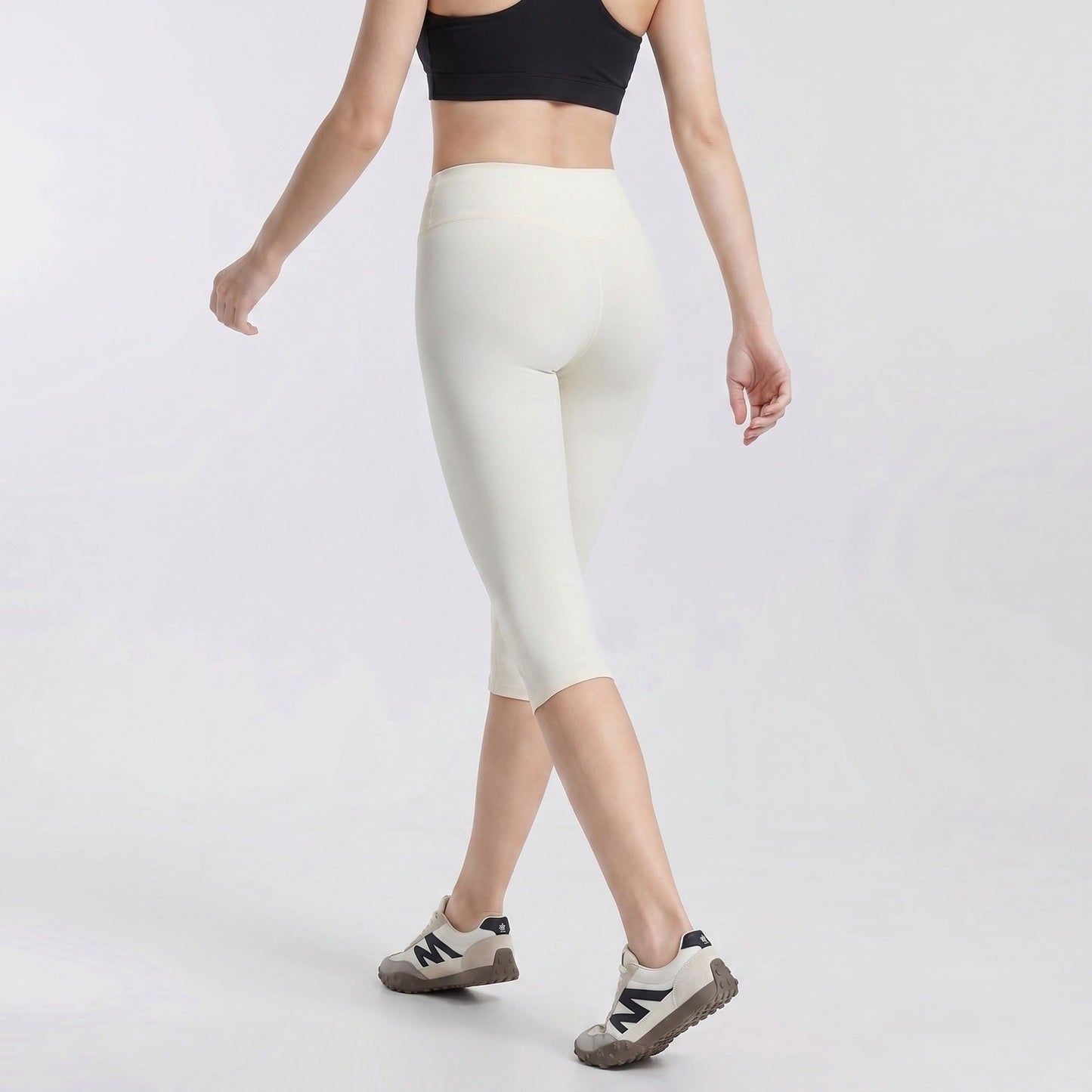 High Waist Capri Leggings with Wide Waistband Smooth Stretch Pull On Workout Yoga Pants