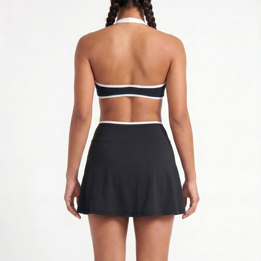 Padded Halter Sports Bra Tank Top Contrast Trim Workout Yoga Crop Top