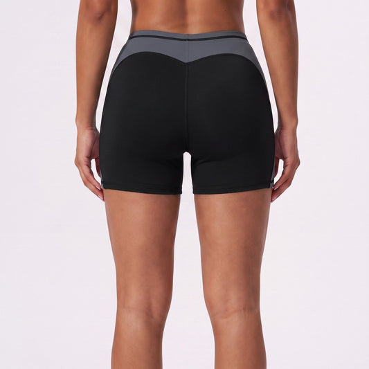 Colorblock High Waist Biker Shorts Fitted Mid Thigh Athletic Bottoms for Gym Training