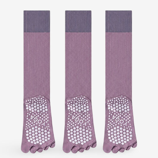 Compression Athletic Socks - Calf Length Toe Socks for Fitness & Yoga 3 Pack