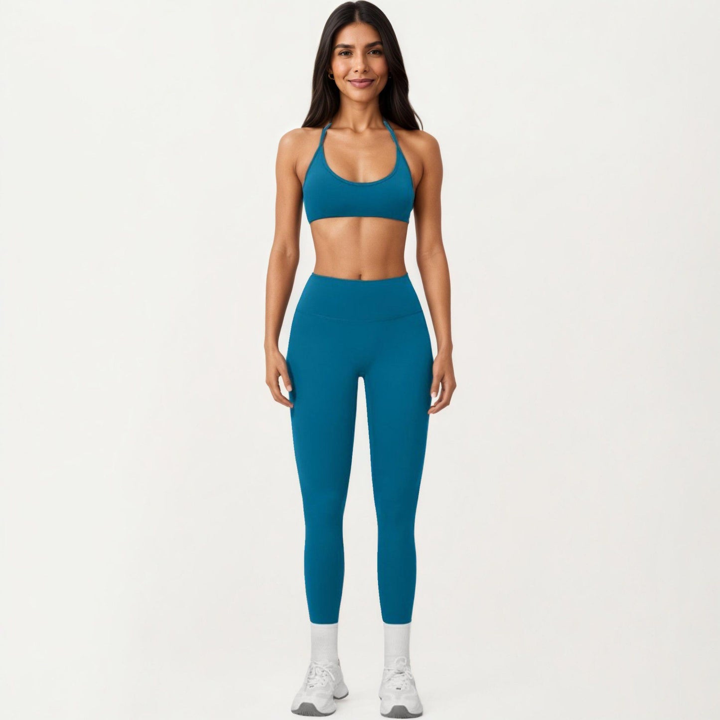 High Waist Leggings with Smooth Stretch Fabric and Curved Seam Detail