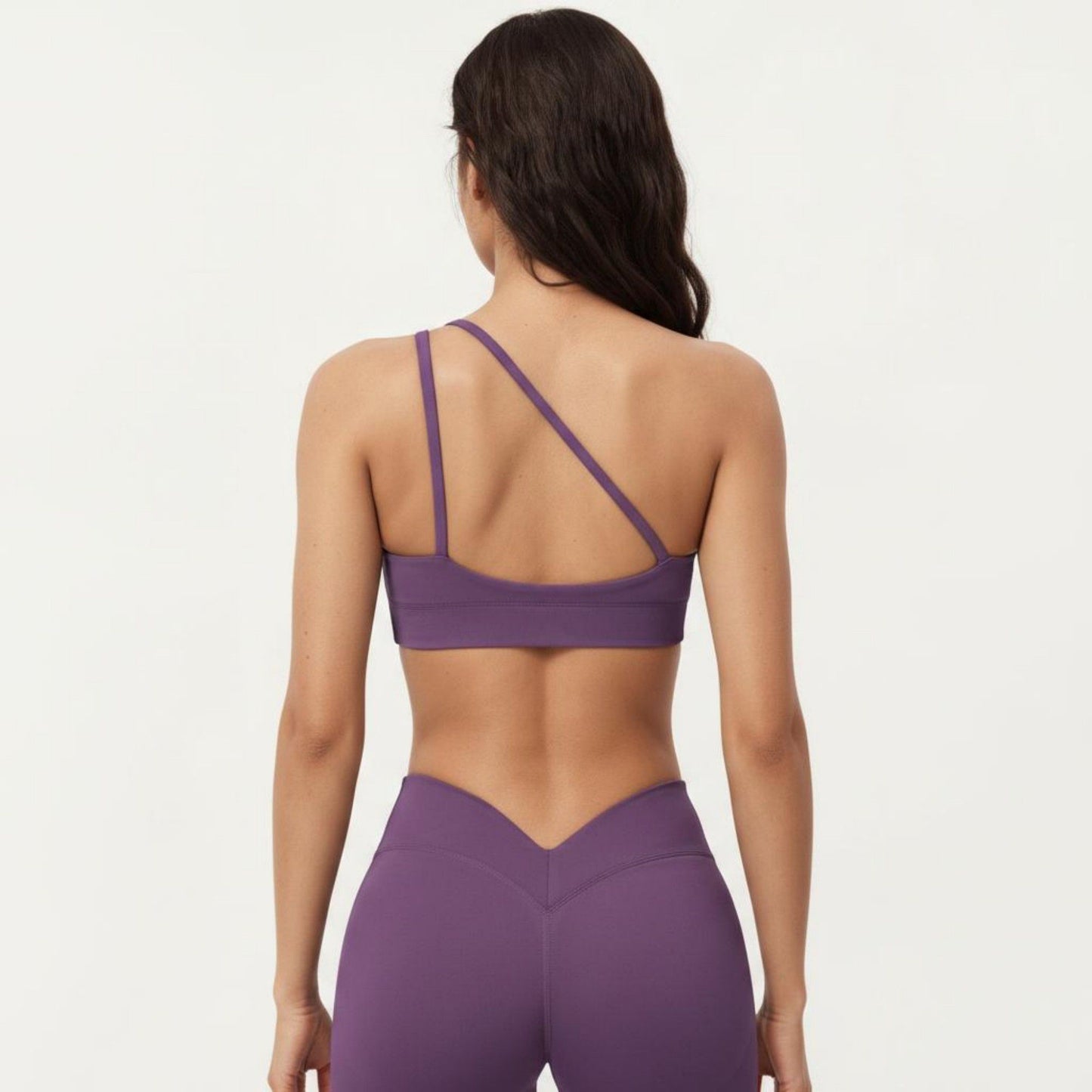 One Shoulder Sports Bra with Asymmetric Strap and Smooth Stretch Fit