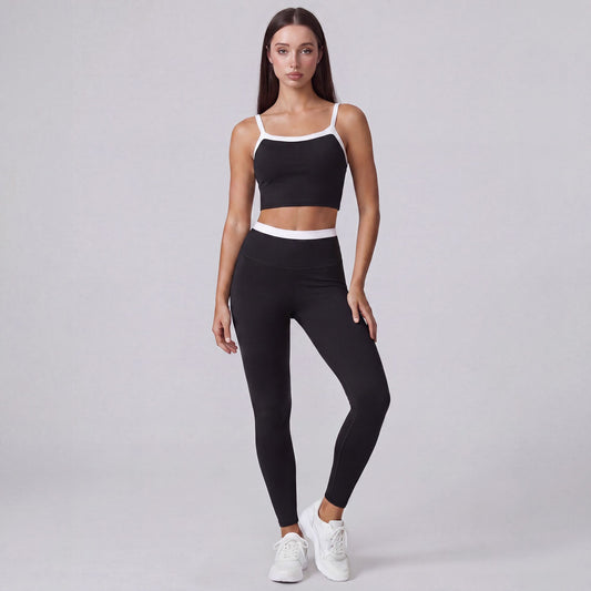 High Waist Contrast Waistband Full Length Active Leggings for Workouts and Everyday Wear