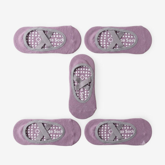 Non-Slip Yoga Socks with Cross Strap Design for Indoor Fitness 5 Pack