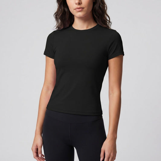 Short Sleeve Workout Top Crew Neck Fitted Activewear T Shirt Yoga Tee