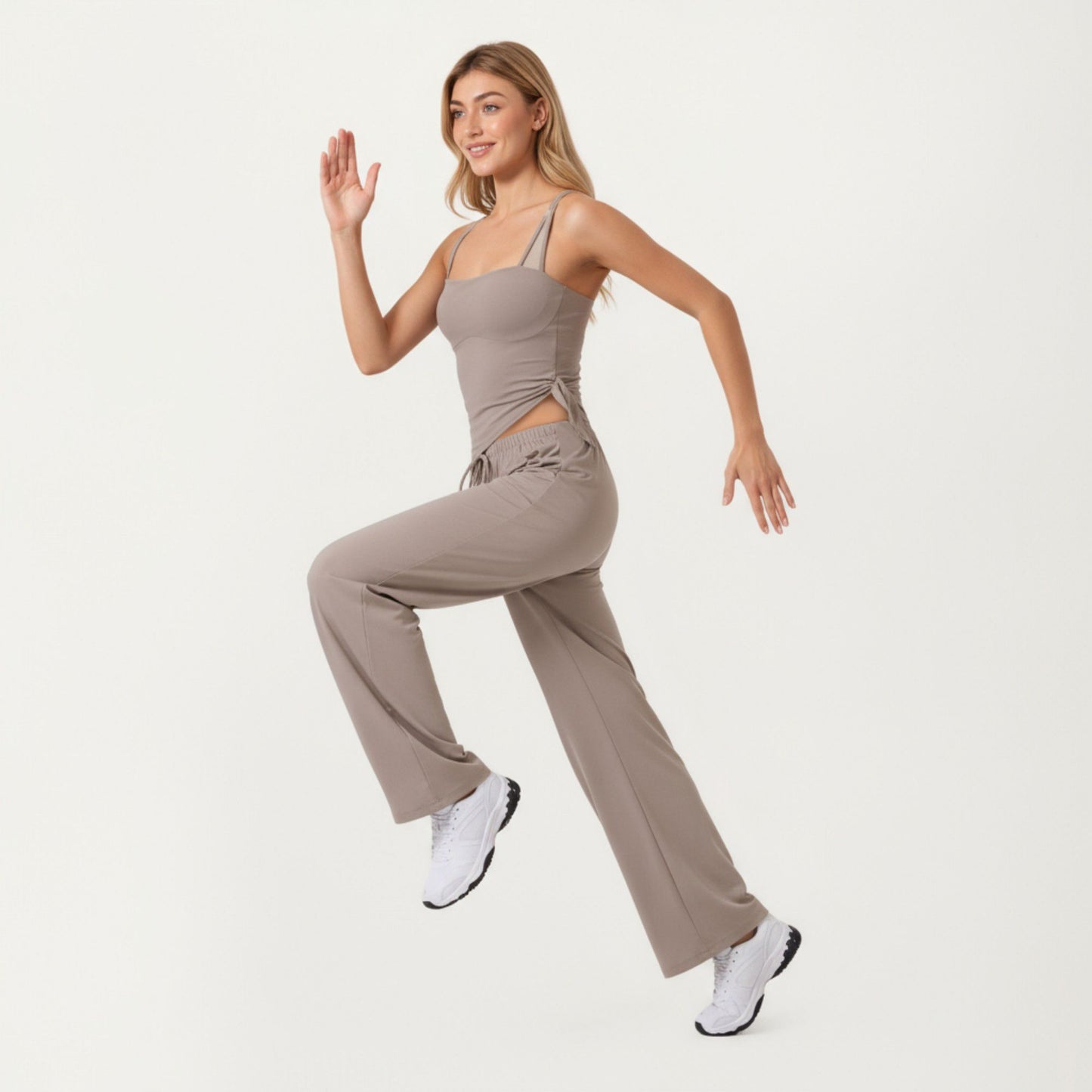 High Waist Drawstring Wide Leg Sweatpants with Relaxed Fit