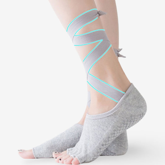 Tie-Strap Five-Toe Yoga Socks Non-Slip Pilates Socks 3 Pack