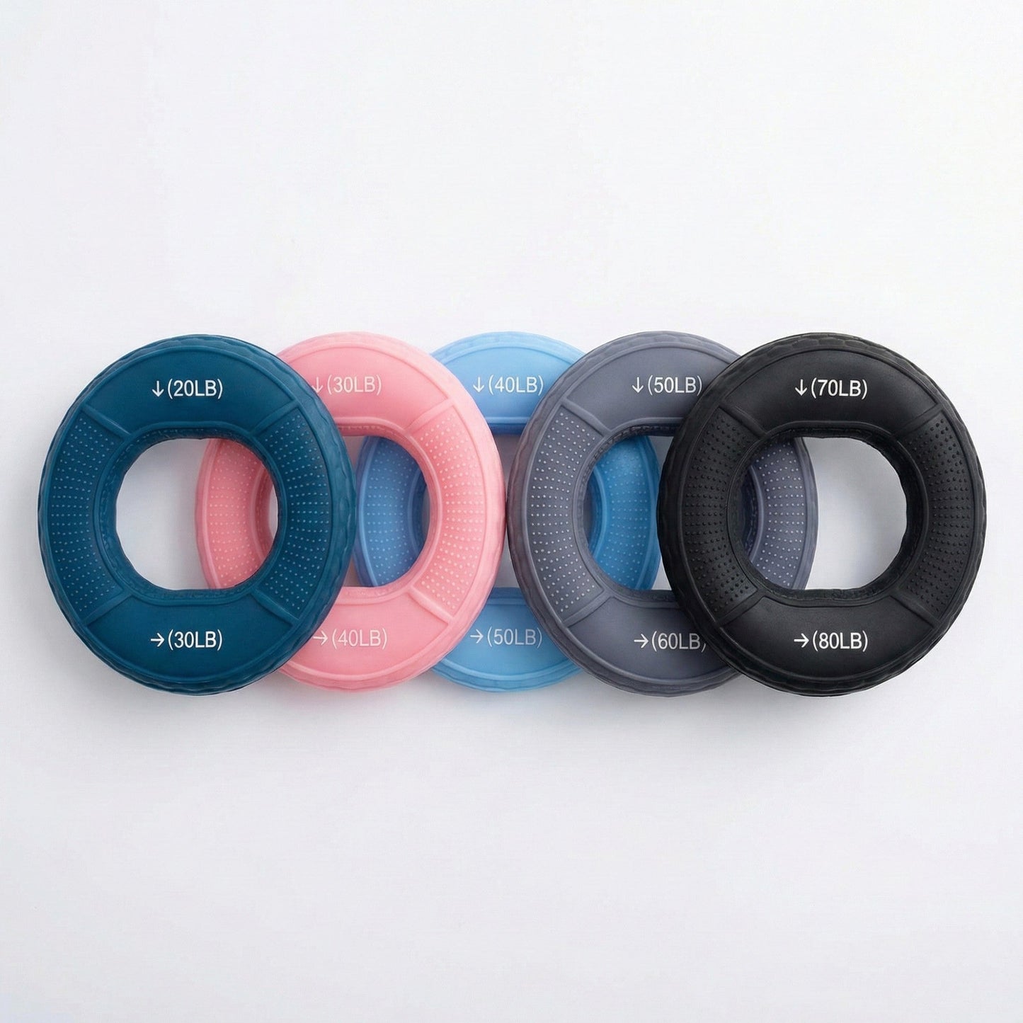 5-Piece Hand Grip Strengthener Ring Set with Multiple Resistance Levels