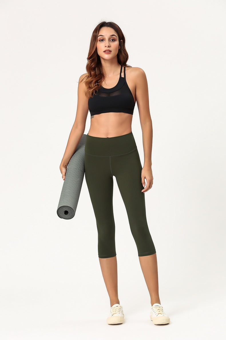 High Waisted Cropped Fitness Leggings