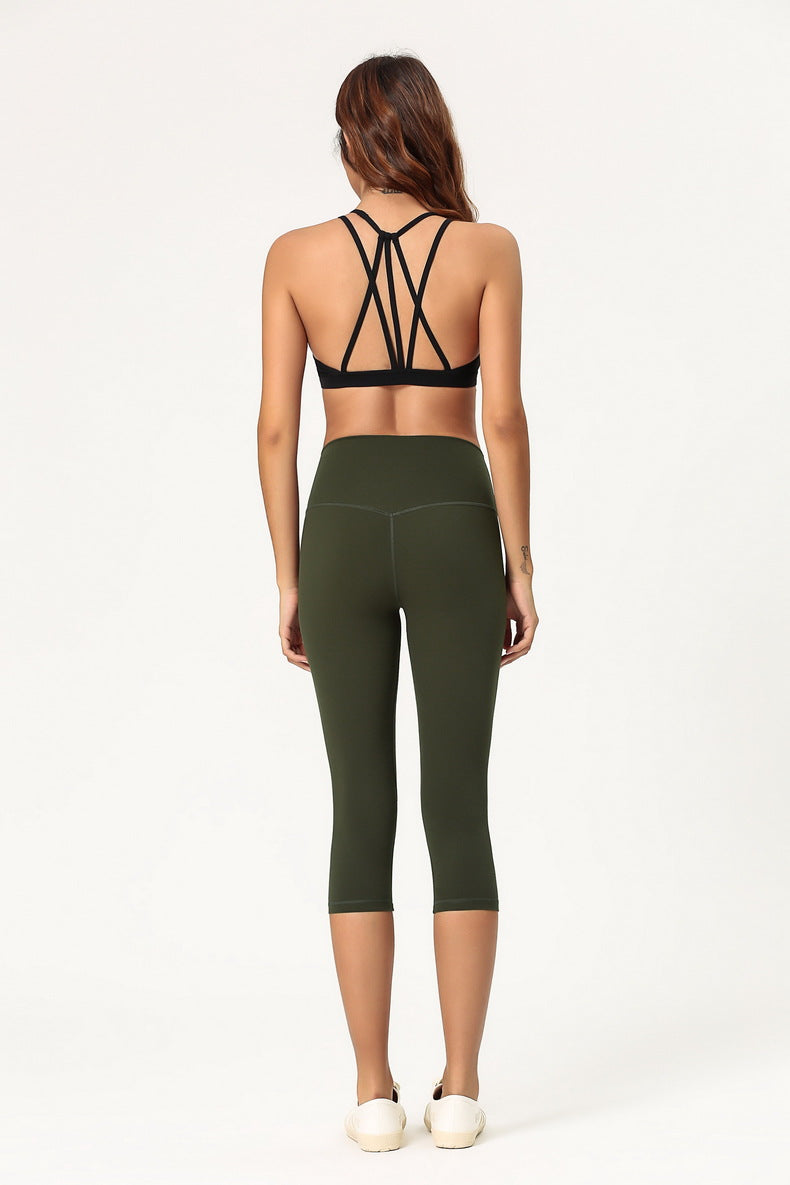 High Waisted Cropped Fitness Leggings