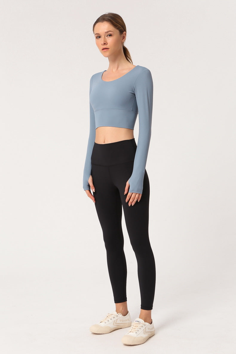 Long Sleeve Fitted Sport Shirt with Open Criss Cross Back