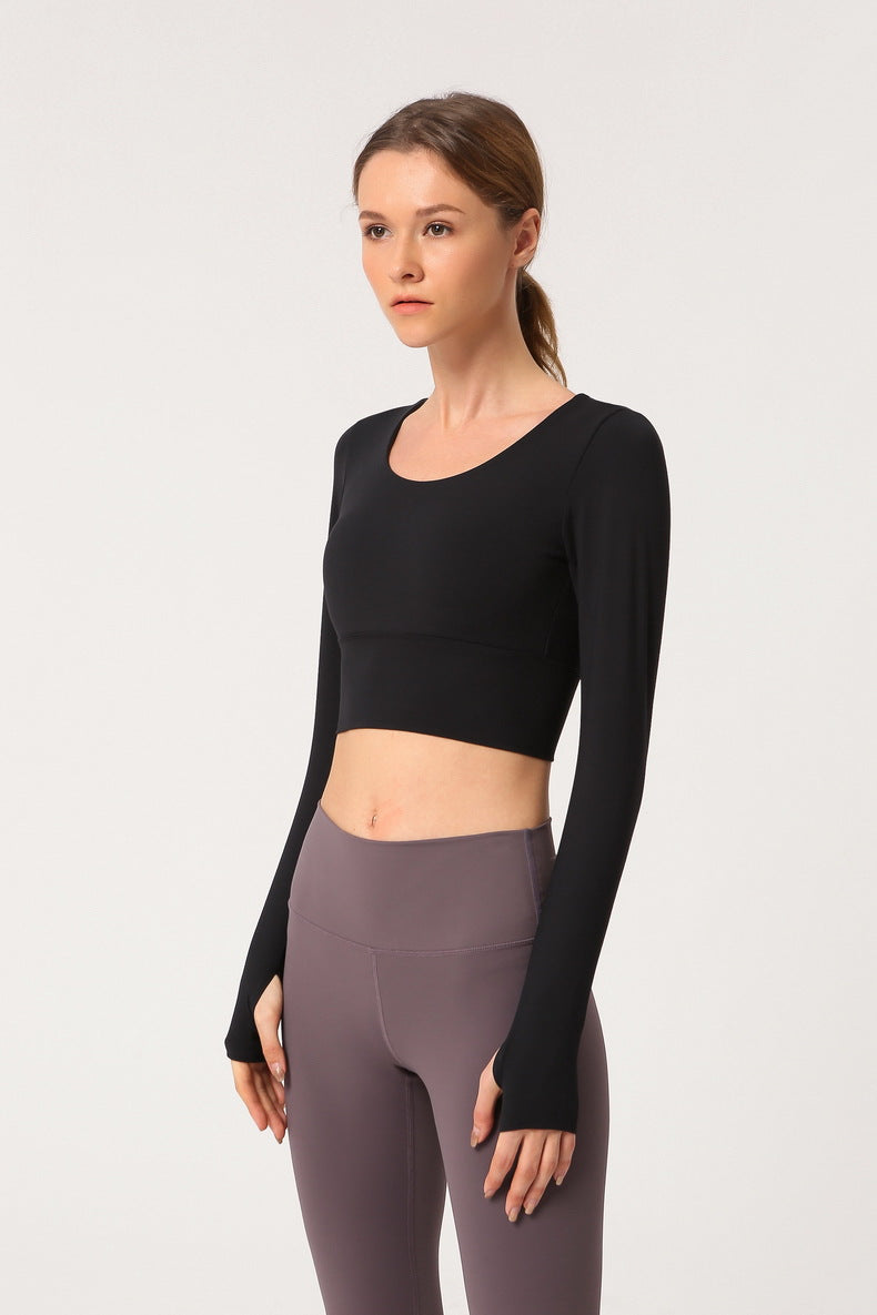 Long Sleeve Fitted Sport Shirt with Open Criss Cross Back