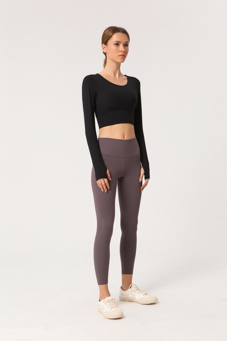 Long Sleeve Fitted Sport Shirt with Open Criss Cross Back