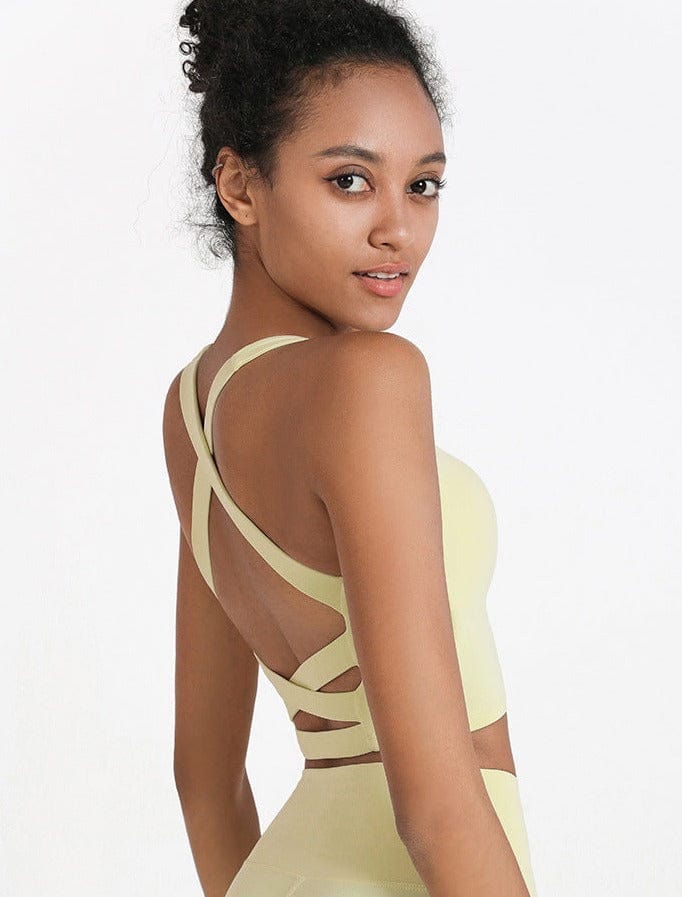 Square Neck Contouring Lined Open Back Sports Bra Tank