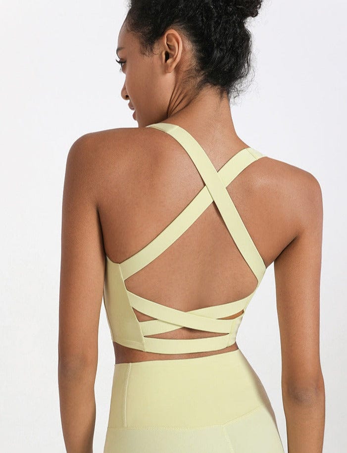 Square Neck Contouring Lined Open Back Sports Bra Tank