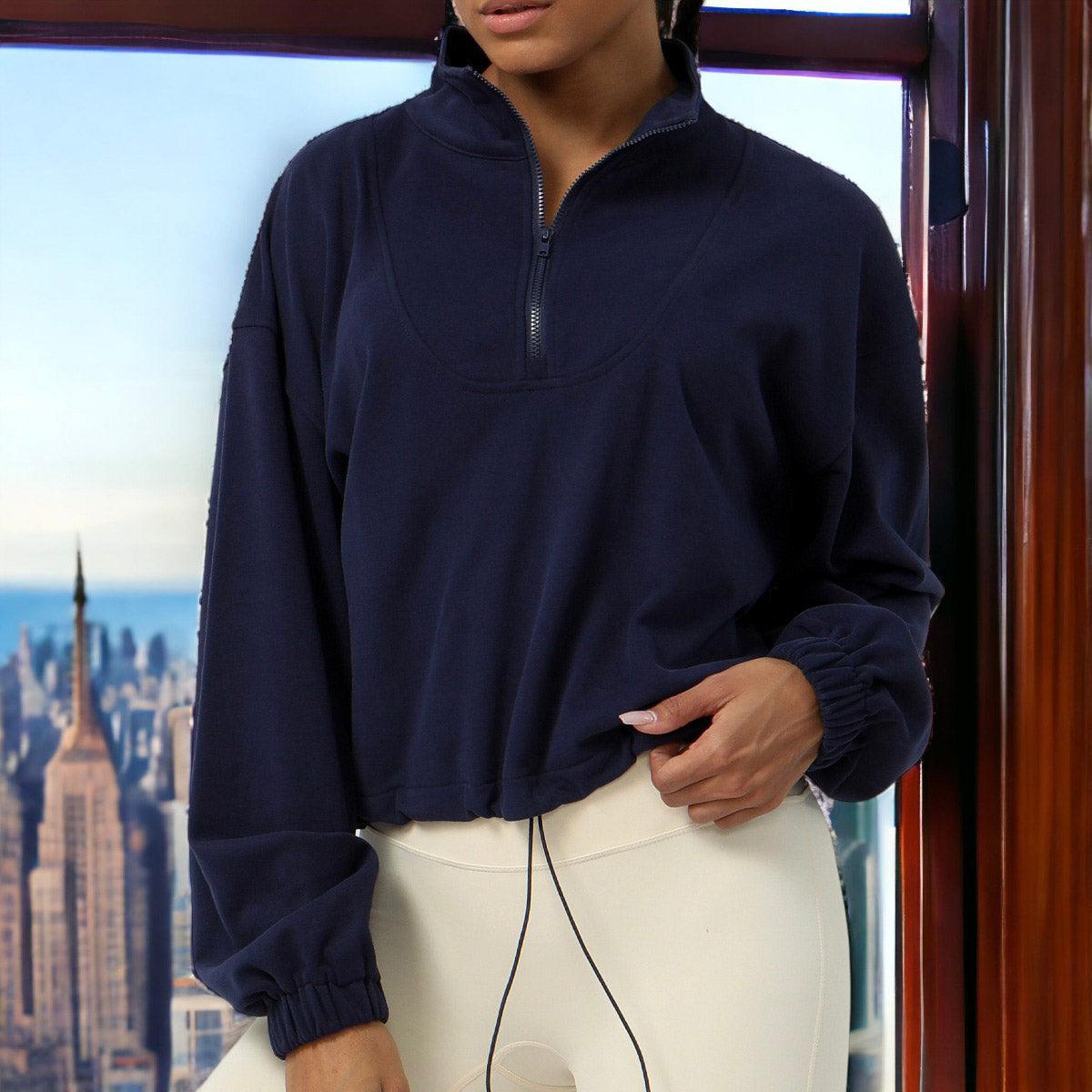 Loose Long Sleeve Casual Zipper Jacket Sport Sweatshirt