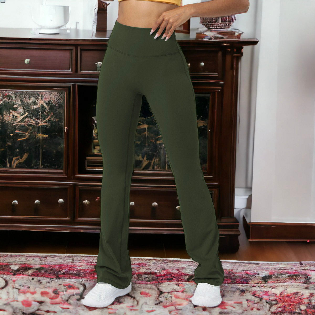 Skinny High Waisted Casual Flared Pants Fitness Sports Pants
