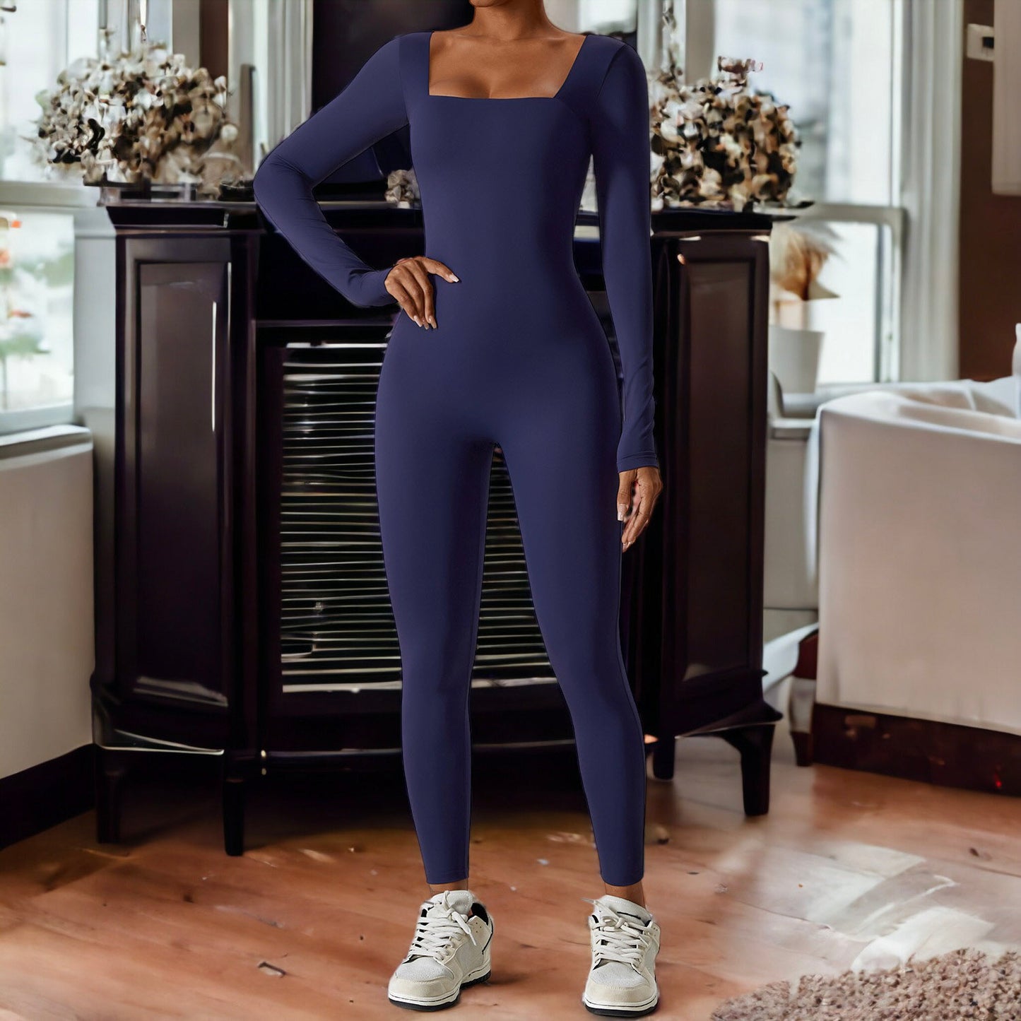 Square Neck Unitard Jumpsuit