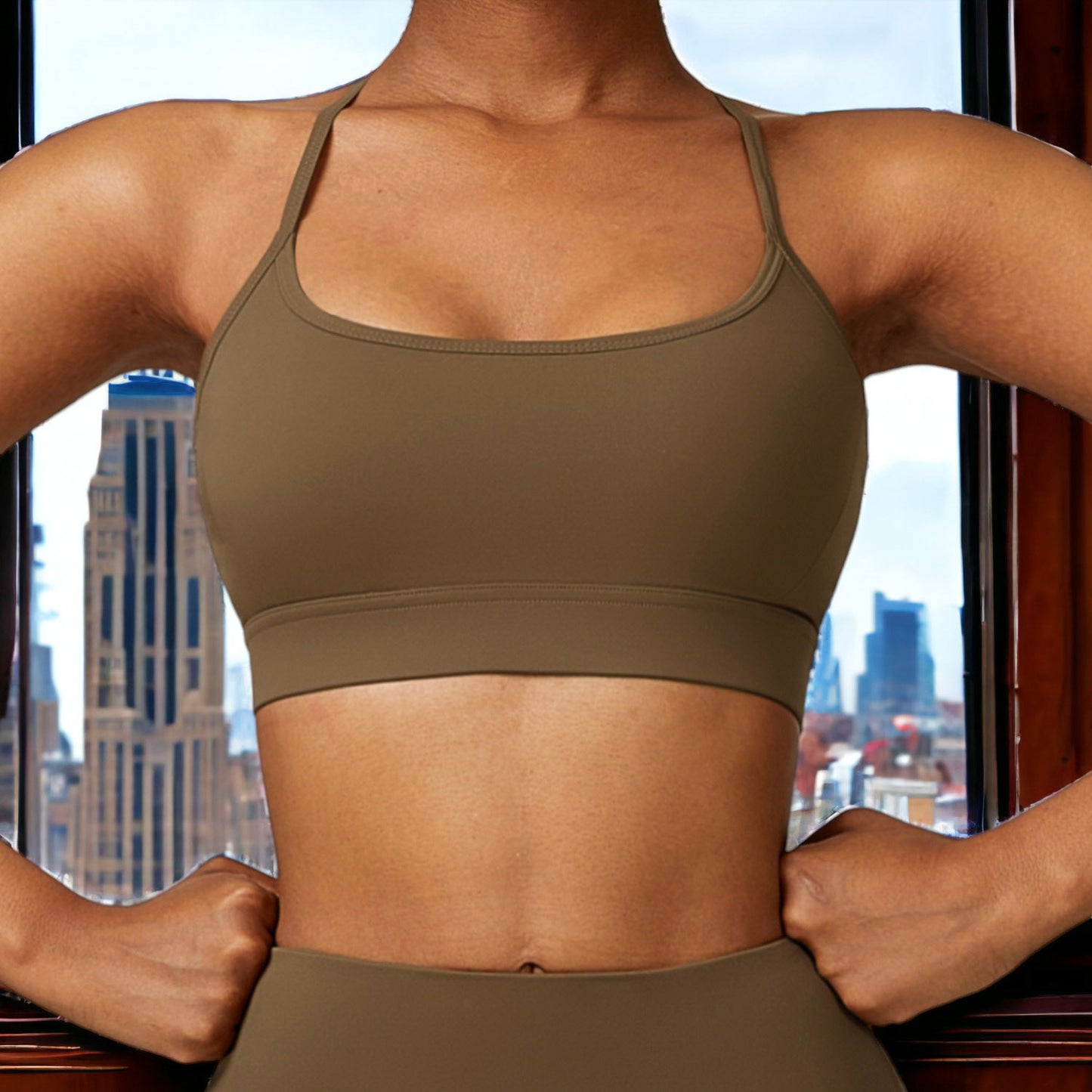 Solid Color Y-Back Activewear Sports Bra
