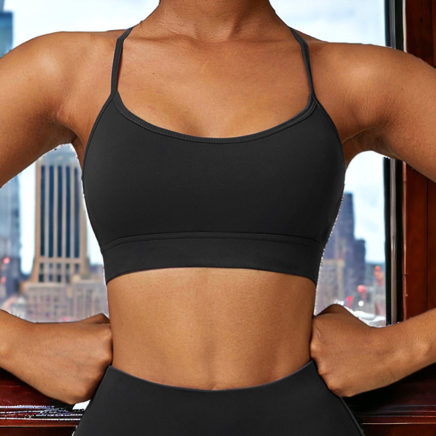 Solid Color Y-Back Activewear Sports Bra