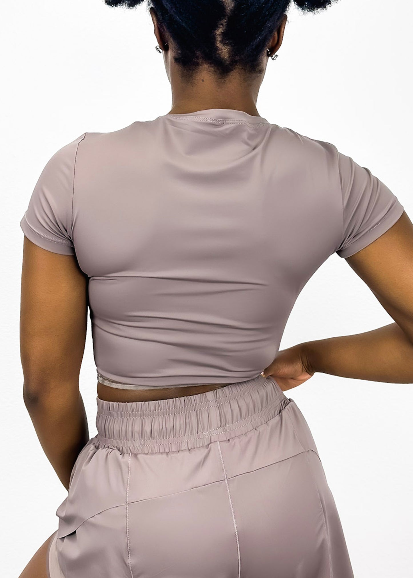 Fitted Cropped Mesh Trim Tee