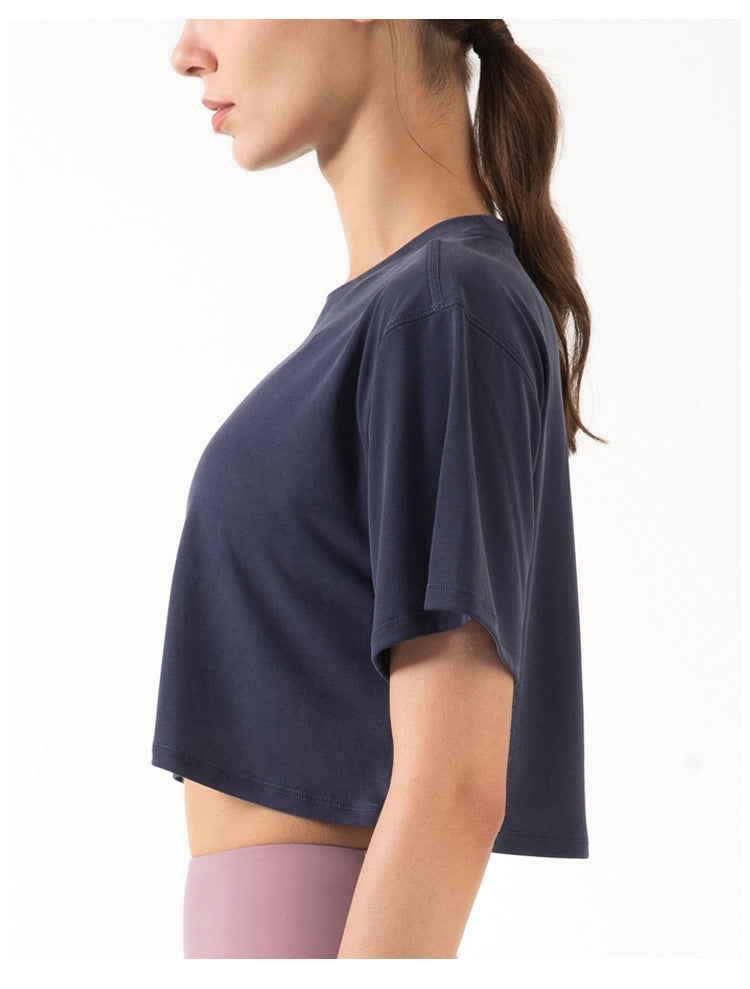 High Neck Cropped Boxy Fitness Tee