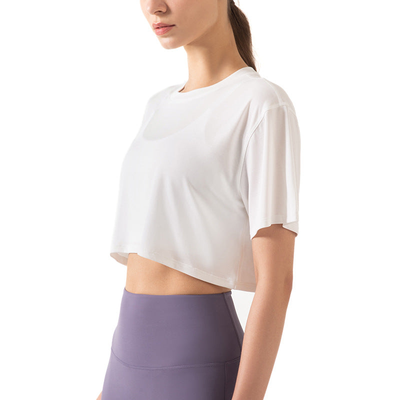 High Neck Cropped Boxy Fitness Tee