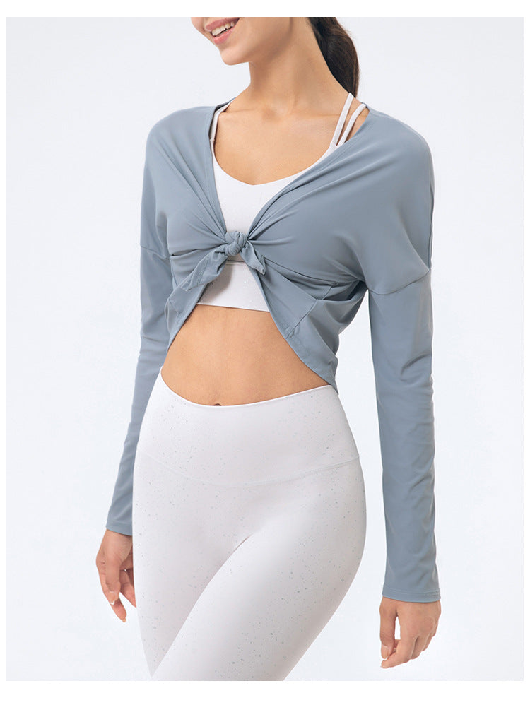 Open Front Tie-Able Long Sleeve Cardigan Shawl