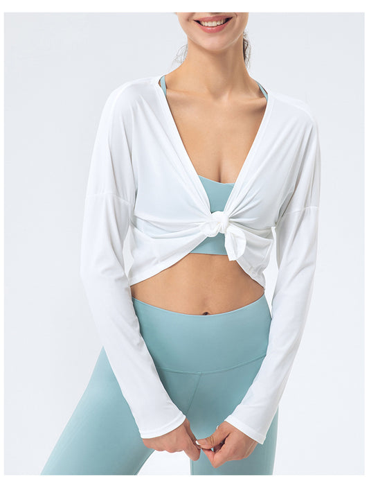 Open Front Tie-Able Long Sleeve Cardigan Shawl