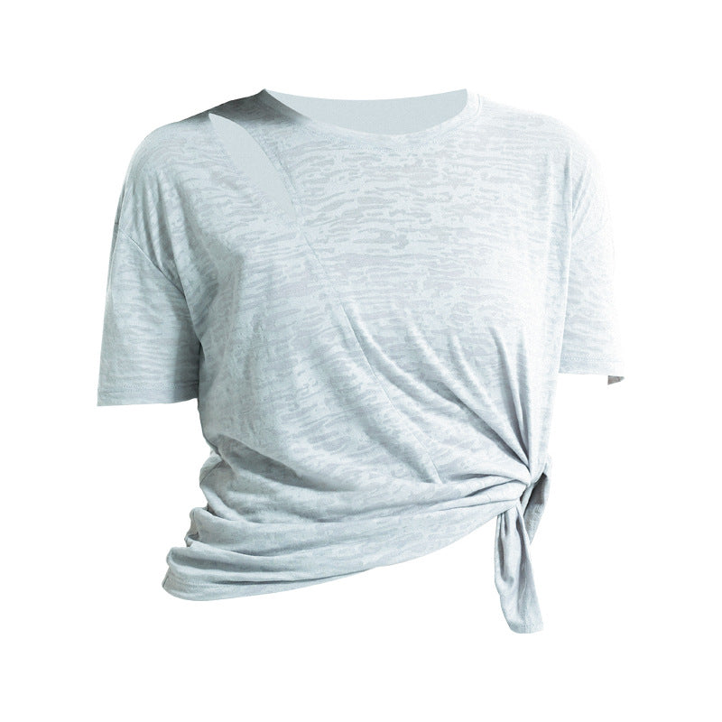 Asymmetrical Cut Out Burn Out Split Side Tee