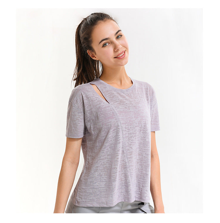 Asymmetrical Cut Out Burn Out Split Side Tee