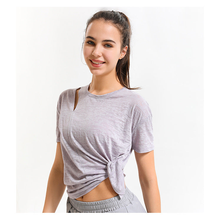 Asymmetrical Cut Out Burn Out Split Side Tee