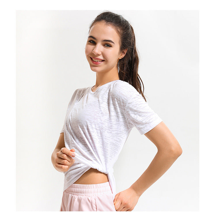 Asymmetrical Cut Out Burn Out Split Side Tee