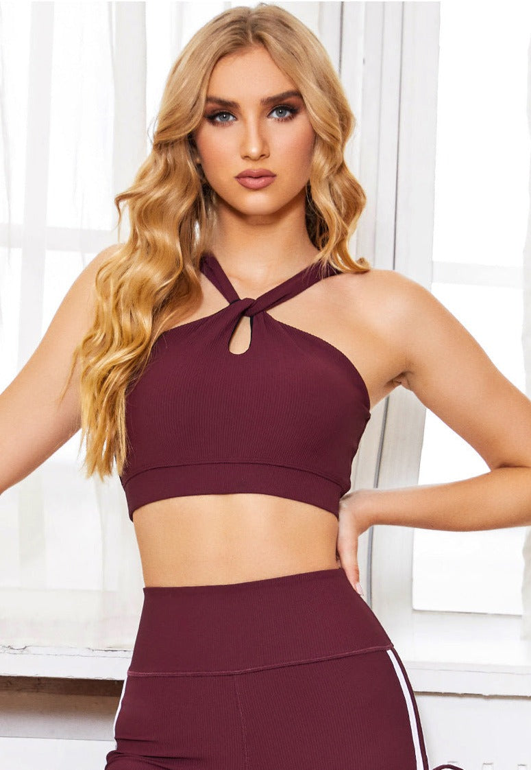 Criss Cross Front Low Scoop Back Sports Bra