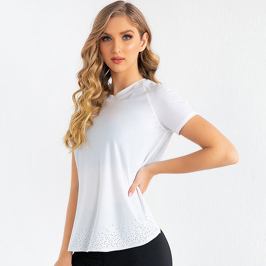 Short Sleeve Tee Shirt with Criss Cross Flap Back
