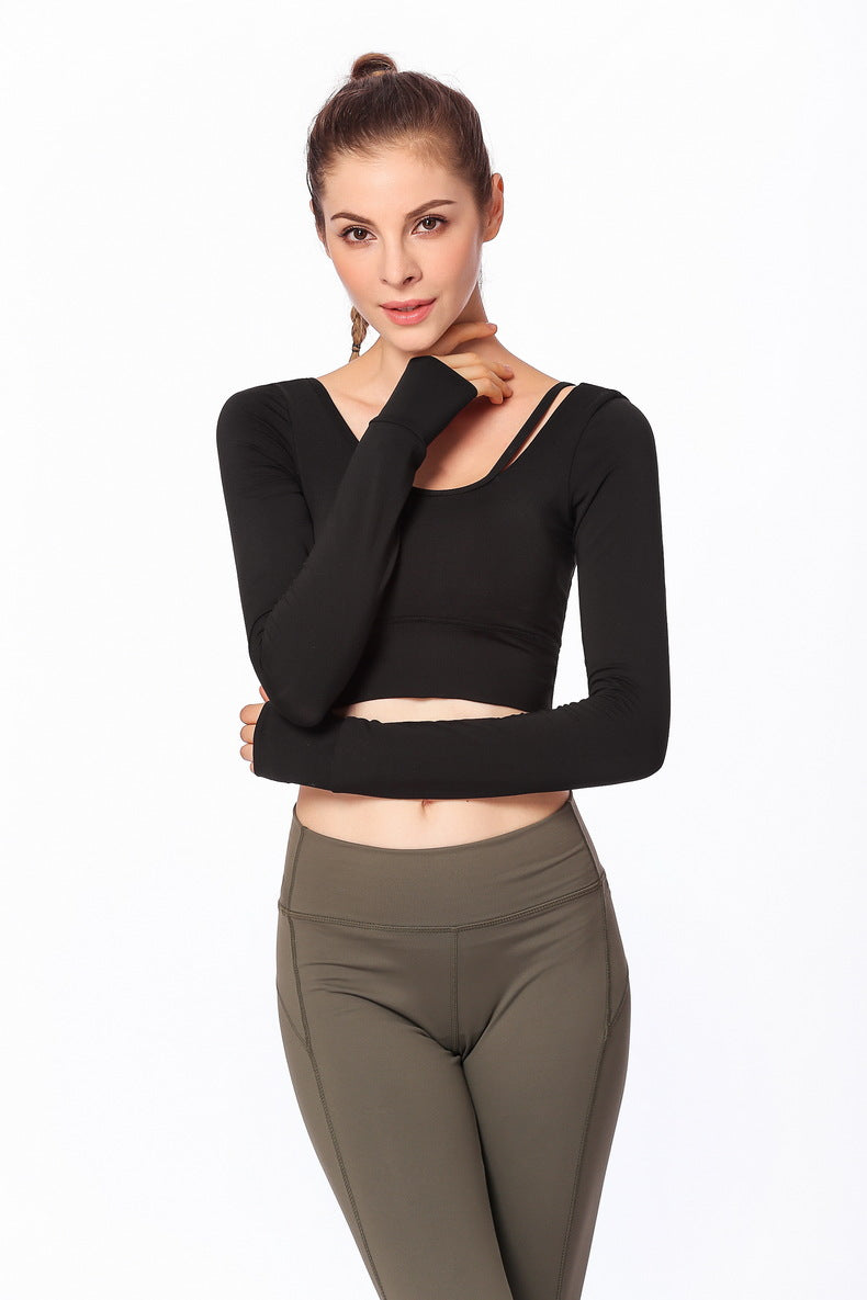 Low-Scoop Back Long Sleeved Cropped Shirt
