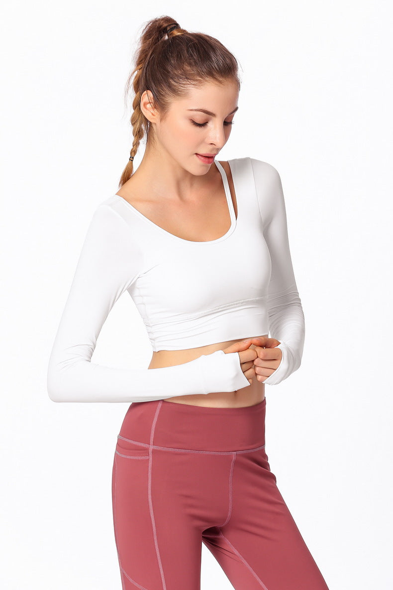 Low-Scoop Back Long Sleeved Cropped Shirt