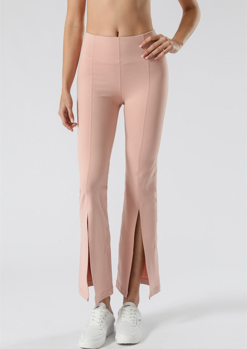 Mid Waist Flare Pants with Center Front Slits