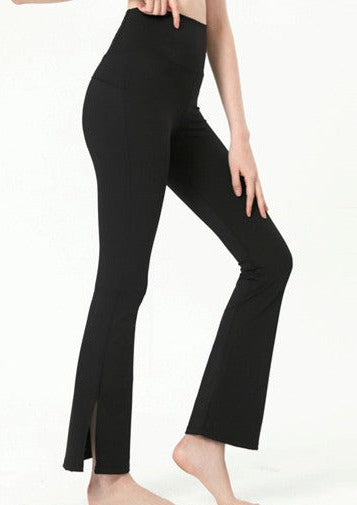 Slim High Rise Flared Yoga Pants with Side Slit