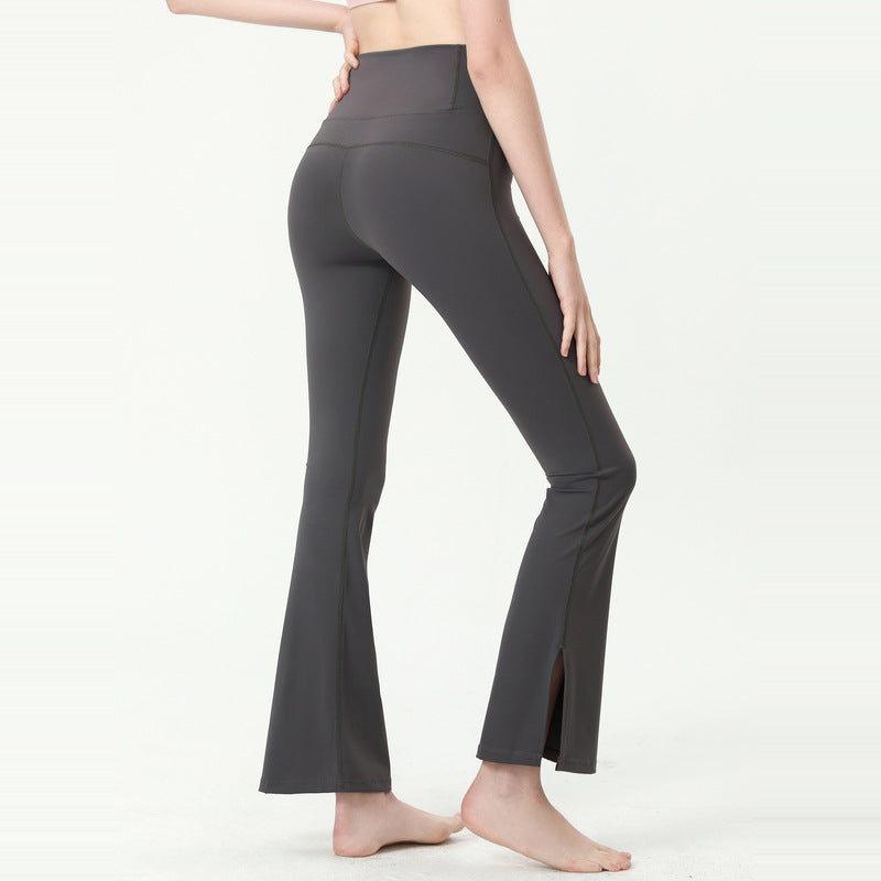 Slim High Rise Flared Yoga Pants with Side Slit