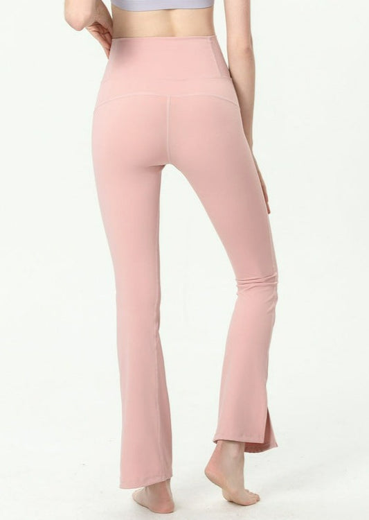 Slim High Rise Flared Yoga Pants with Side Slit