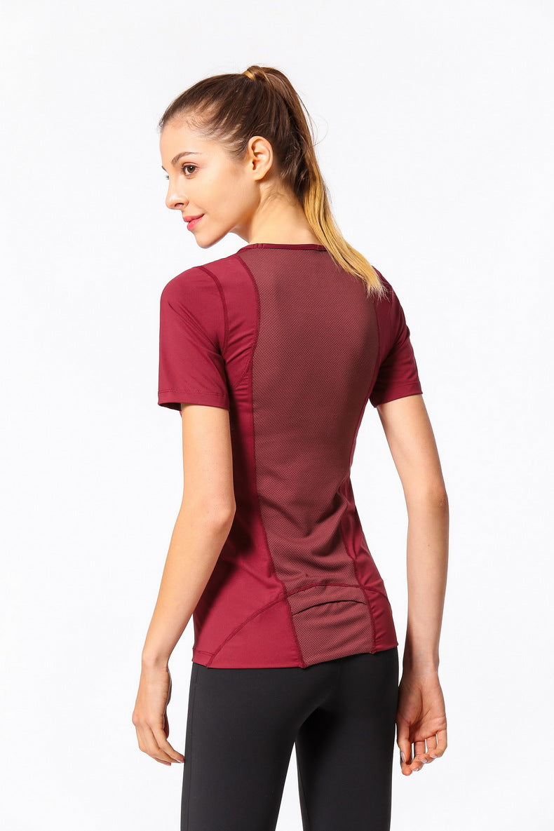 Slim Fit Mesh Back Panel Short Sleeve Tee
